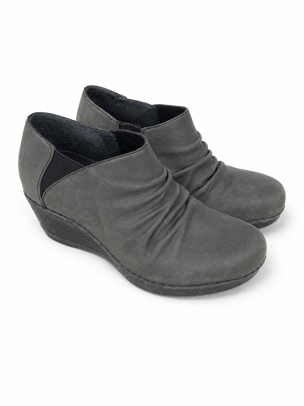 Dansko Sheena Nubuck Wedge Ankle Booties Gray Comfort Shoes EU 36 (US 5.5-6)